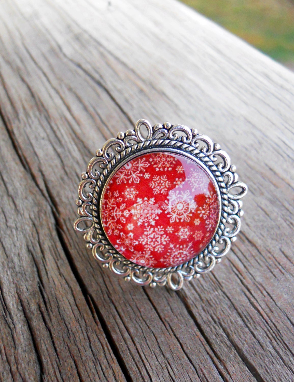 Rot Schneeflocke Ring Einstellbar Antique Silber Finish Urlaub Schmuck Rot Schneeflocke Ring Einstellbar Antique Silber Finish Urlaub Schmuck von CreativeByrdieDesign