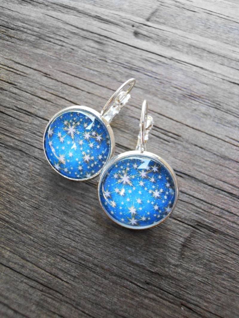 Türkis Funkeln Ohrringe Französisch Hebel Rücken in Silber Oder Rotguss, Blue Christmas Holiday Ohrringe von CreativeByrdieDesign