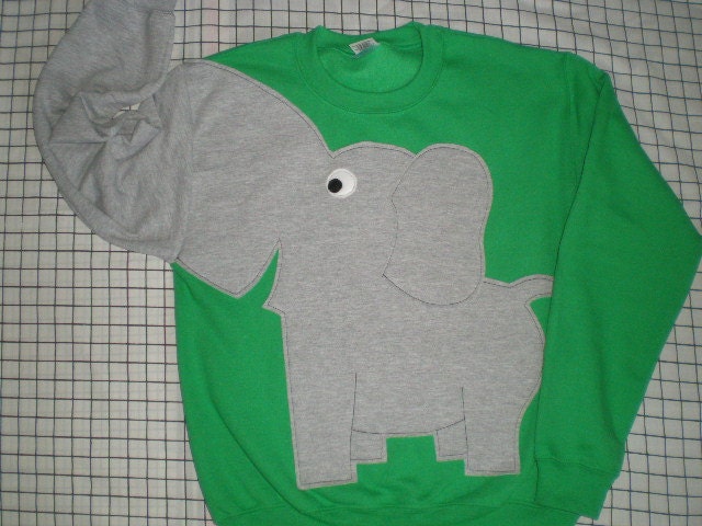 Grünes Elefant-Sweatshirt, Elefant-Shirt, Rüsselärmel Elefant Pullover, Unisex Für Erwachsene Größe Klein, Mittel, Groß, X Halloween Grünes Elefant-Sweatshirt, Elefant-Shirt, Rüsselärmel Elefant Pullover, Unisex Für Erwachsene Größe Klein, Mittel, Groß, X Halloween von CreativeCallipipper