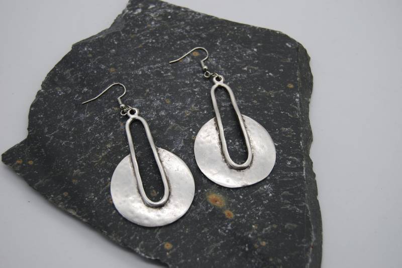 Silber Statement Kreis Ohrringe Boho Chandelier Ohrringe von CreativeCherryTree