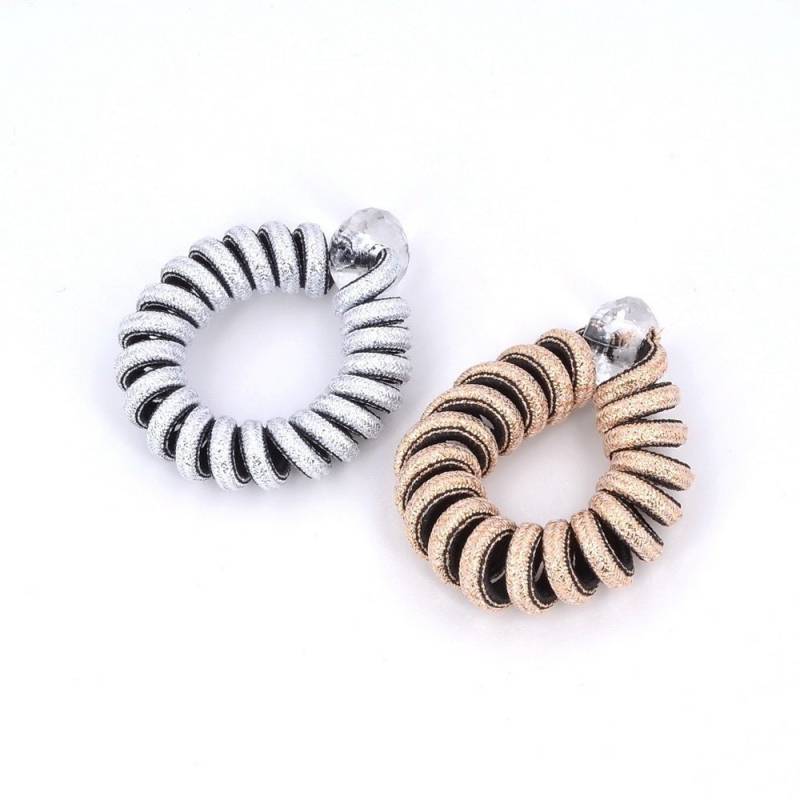 2 Gedrehte Spiralgummibänder Aus Polyesterfaden Im Stil Von Goldenen Und Silbernen Telefondrähten von CreativeCornerParis