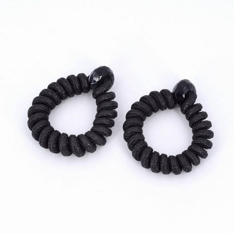 2 Gedrehte Spiralgummis Aus Polyestergarn Wie Telefondraht, Haaraccessoire - Schwarz von CreativeCornerParis