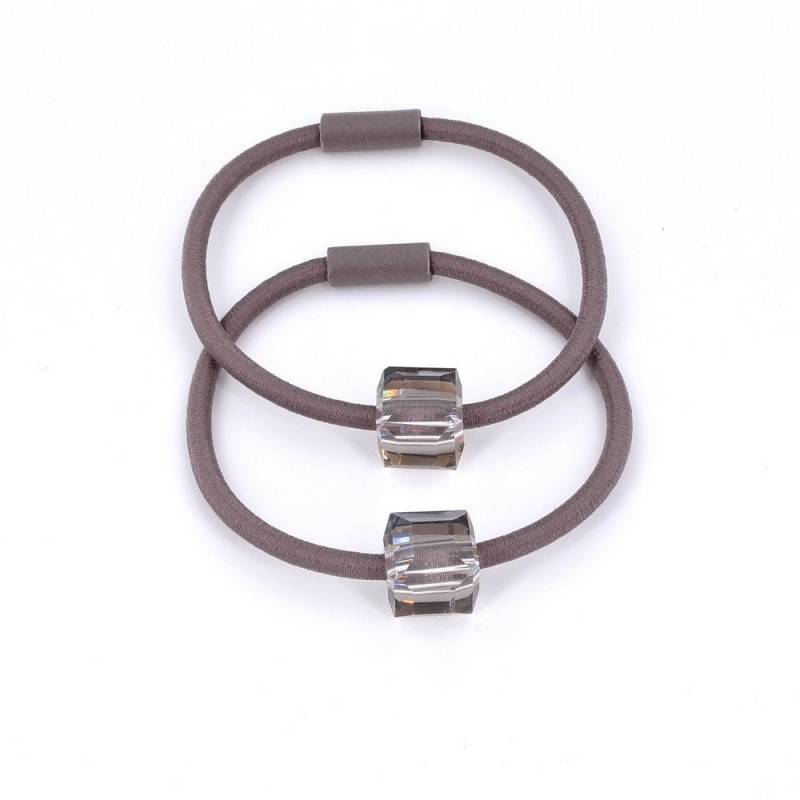 2 Haargummis Mit Braunem Kristallwürfel, Haaraccessoire von CreativeCornerParis