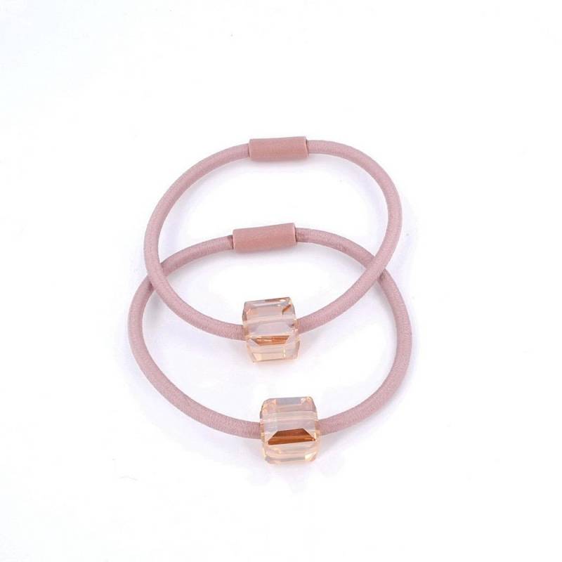 2 Haargummis Mit Rosa Kristallwürfel, Haaraccessoire von CreativeCornerParis