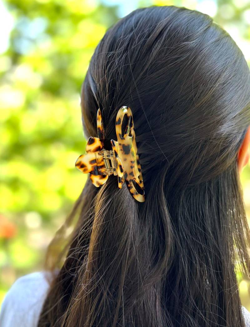 8 cm Lange Haarspange Mit Blumenmotiv, Schildpattmuster, Aus Acetat von CreativeCornerParis