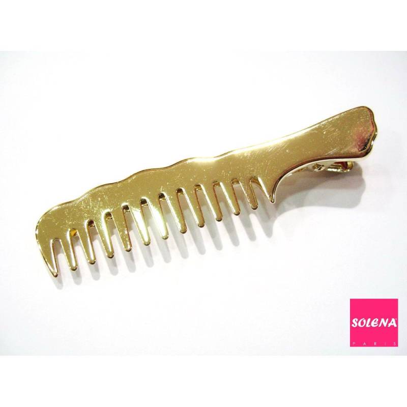 Flache Krokodil-Haarspange Aus Goldfarbenem Metall Mit Kammmuster, 7 cm von CreativeCornerParis