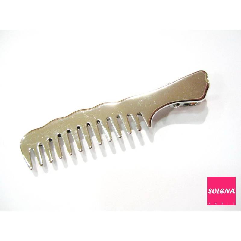 Flache Krokodil-Haarspange Aus Silbernem Metall Mit Kammmuster, 7 cm von CreativeCornerParis