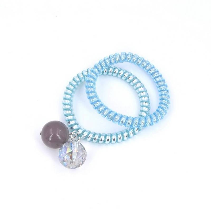 Gedrehte Haargummis Mit Telefondraht Und Perlenanhängern, 2Er-Set - Blau von CreativeCornerParis