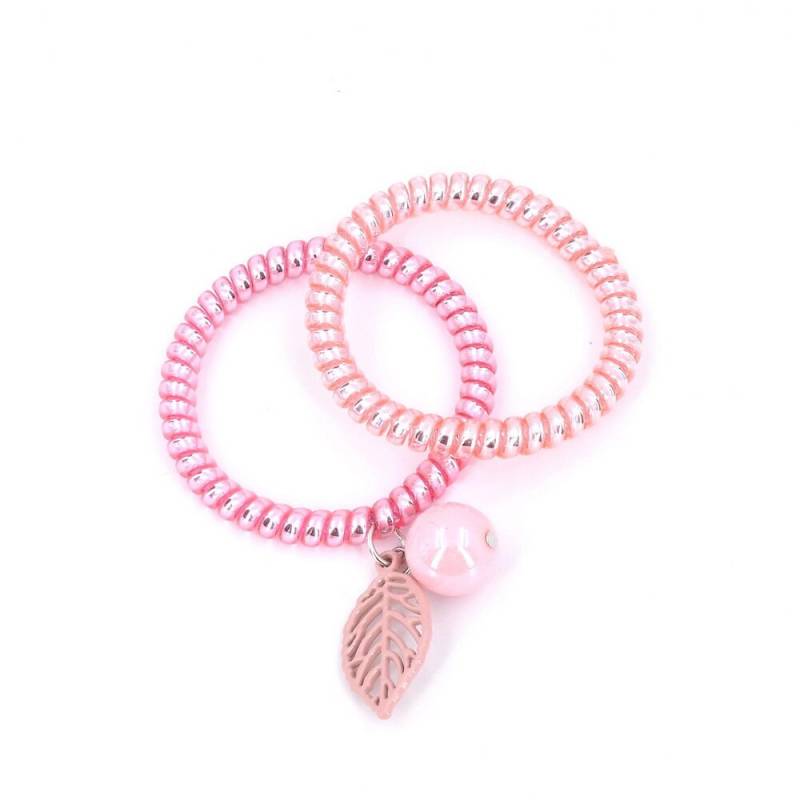 Gedrehte Haargummis Telefondraht 2Er Set Rosa von CreativeCornerParis