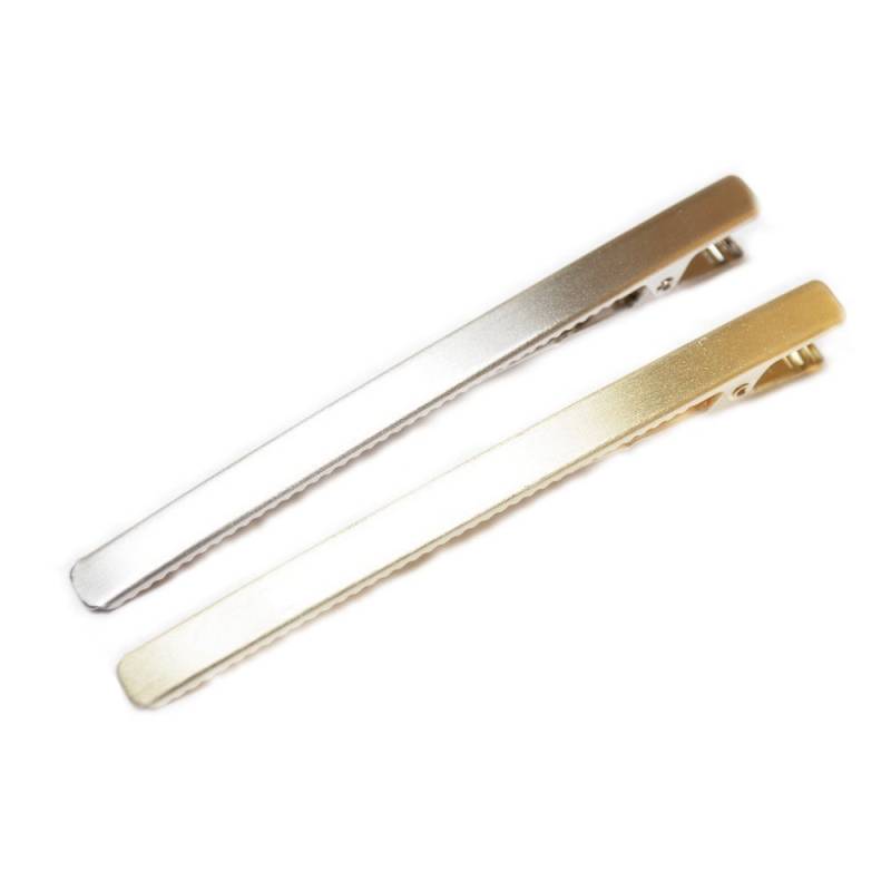 Lange, Flache Krokodil-Haarspange Aus Gebürstetem Metall, 8 cm X 0, 6 von CreativeCornerParis