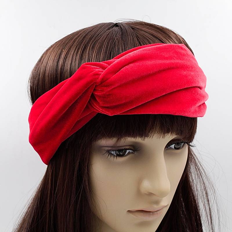 Rotes Samt-Stirnband, Haar-Accessoire, Gekreuztes Stirnband von CreativeCornerParis