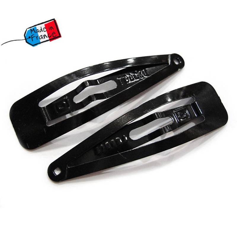 Set Mit 6 Schwarzen 5 cm Klick-Klack-Haarspangen. Hergestellt in Frankreich von CreativeCornerParis