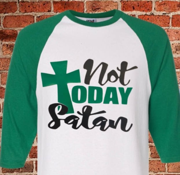 Nicht Heute Satan Raglan Shirt von CreativeDesTyneeCOM