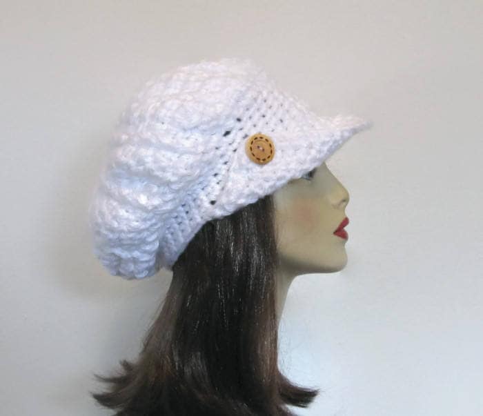 Crochet Slouchy Schiebermütze Stricken Zeitungsjunge Weiß Hut Mit Schirm Mütze Krempe Erwachsene Beret Visor Weiß Gehäkelte Crochet Slouchy Schiebermütze Stricken Zeitungsjunge Weiß Hut Mit Schirm Mütze Krempe Erwachsene Beret Visor Weiß Gehäkelte von CreativeDesignsbyAmi