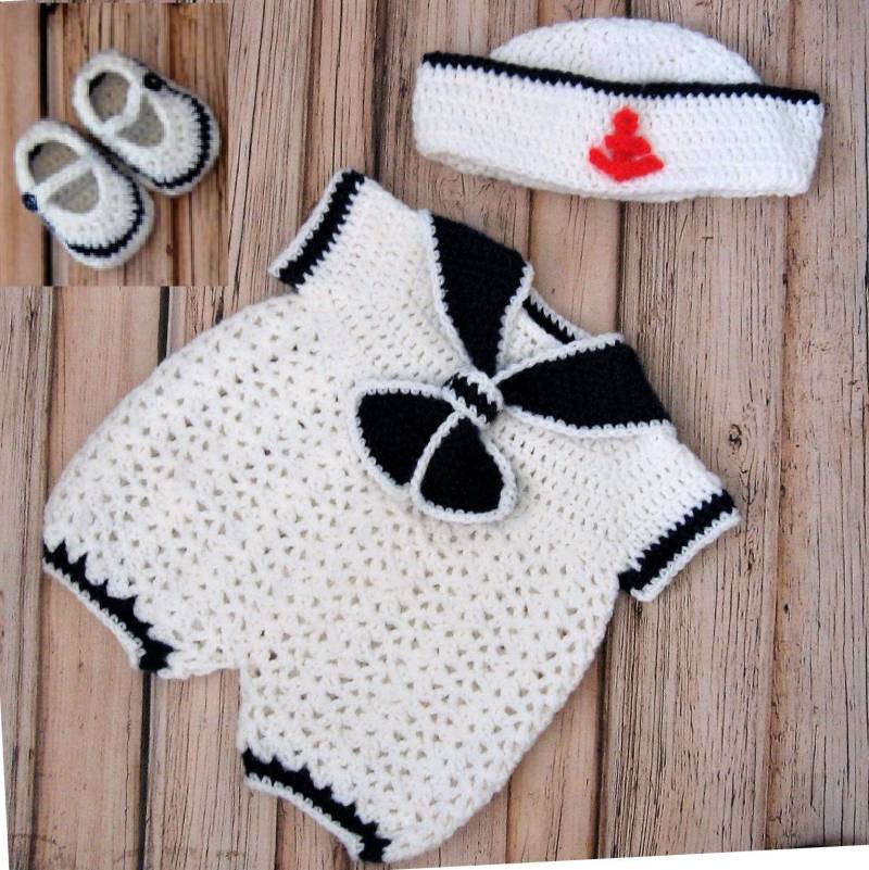 Gehäkelte Baby Sailor Prop Boy Outfit Matrosen Strick-Matrosen-Baby Strick-Matrosen-Outfit Frühchen Gehäkelte Baby Sailor Prop Boy Outfit Matrosen Strick-Matrosen-Baby Strick-Matrosen-Outfit Frühchen von CreativeDesignsbyAmi