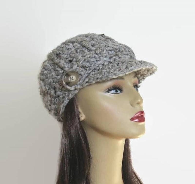 Gehäkelte Schiebermütze Erwachsene Grau Kappe Mit Visier Tweed Hut Strickmütze Krempe Grauer Gehäkelte Schiebermütze Erwachsene Grau Kappe Mit Visier Tweed Hut Strickmütze Krempe Grauer von CreativeDesignsbyAmi