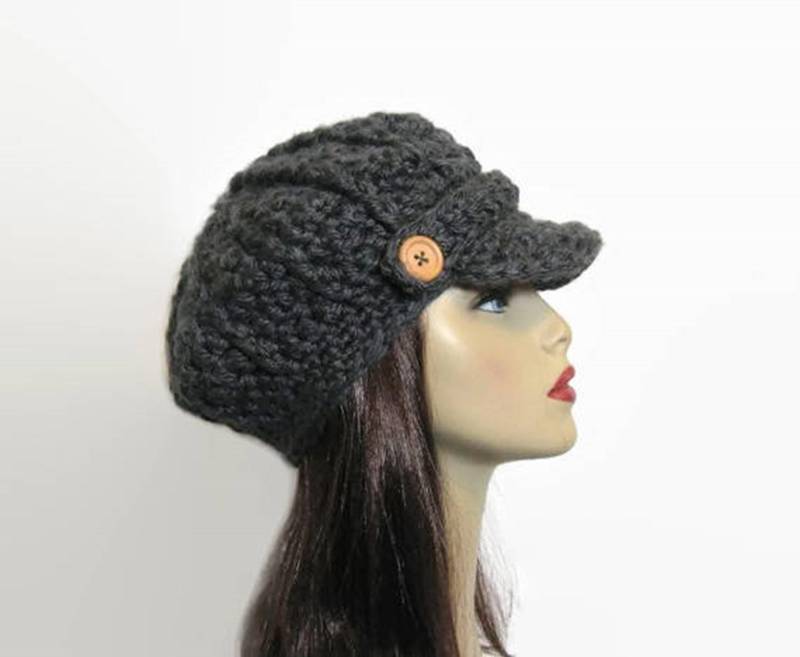 Graue Schiebermütze Anthrazit Grau Mit Visor Dunkelgrau Gehäkelt Mütze Knöpfen Graue Schiebermütze Anthrazit Grau Mit Visor Dunkelgrau Gehäkelt Mütze Knöpfen von CreativeDesignsbyAmi