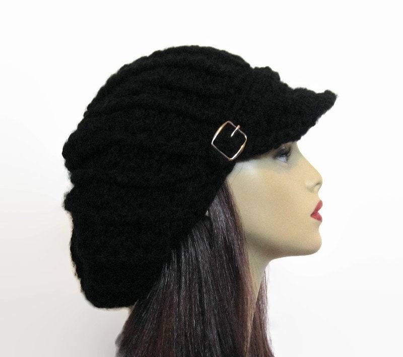 Schwarzer Häkelhut Mit Schnalle Dreadlocks Hut Rasta Schwarze Schiebermütze Schwarz Schirm von CreativeDesignsbyAmi