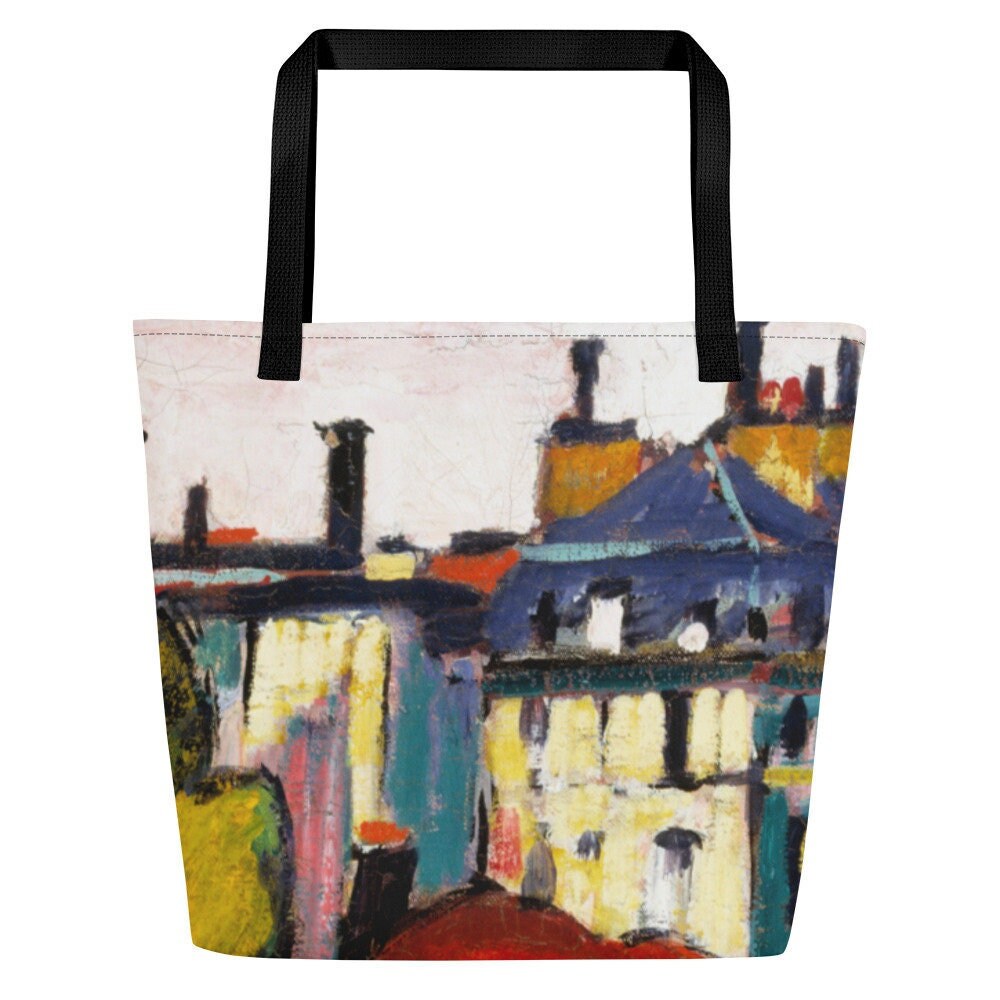 Landschaft, Paris Kunstdruck Riesige Designer Einkaufstasche, Geschenk Für Sie, Geburtstagsgeschenk, Henry Lyman Sayen Einkaufstasche von CreativeDesignzbyEm