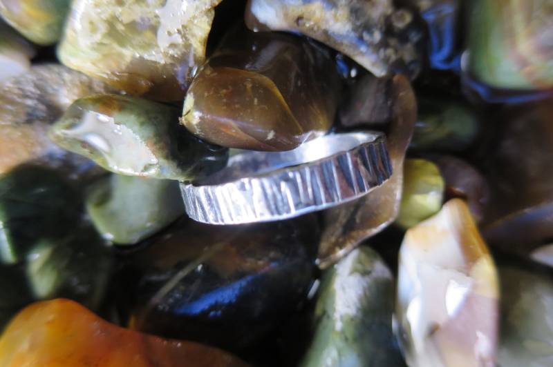Gehämmerter Sterling Silber Ring Mit Baumrindenstruktur, Größe 16 Gehämmerter Sterling Silber Ring Mit Baumrindenstruktur, Größe 16 von CreativeEddy