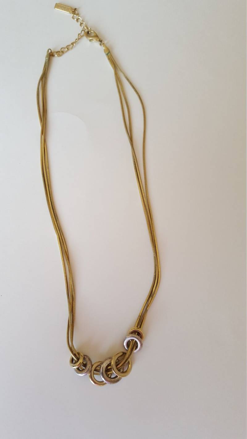 Napier Gold Tone Mehrreihige Schlange Kette Mit Kreisen Halskette 16 Zoll Ton von CreativeEnergyShop