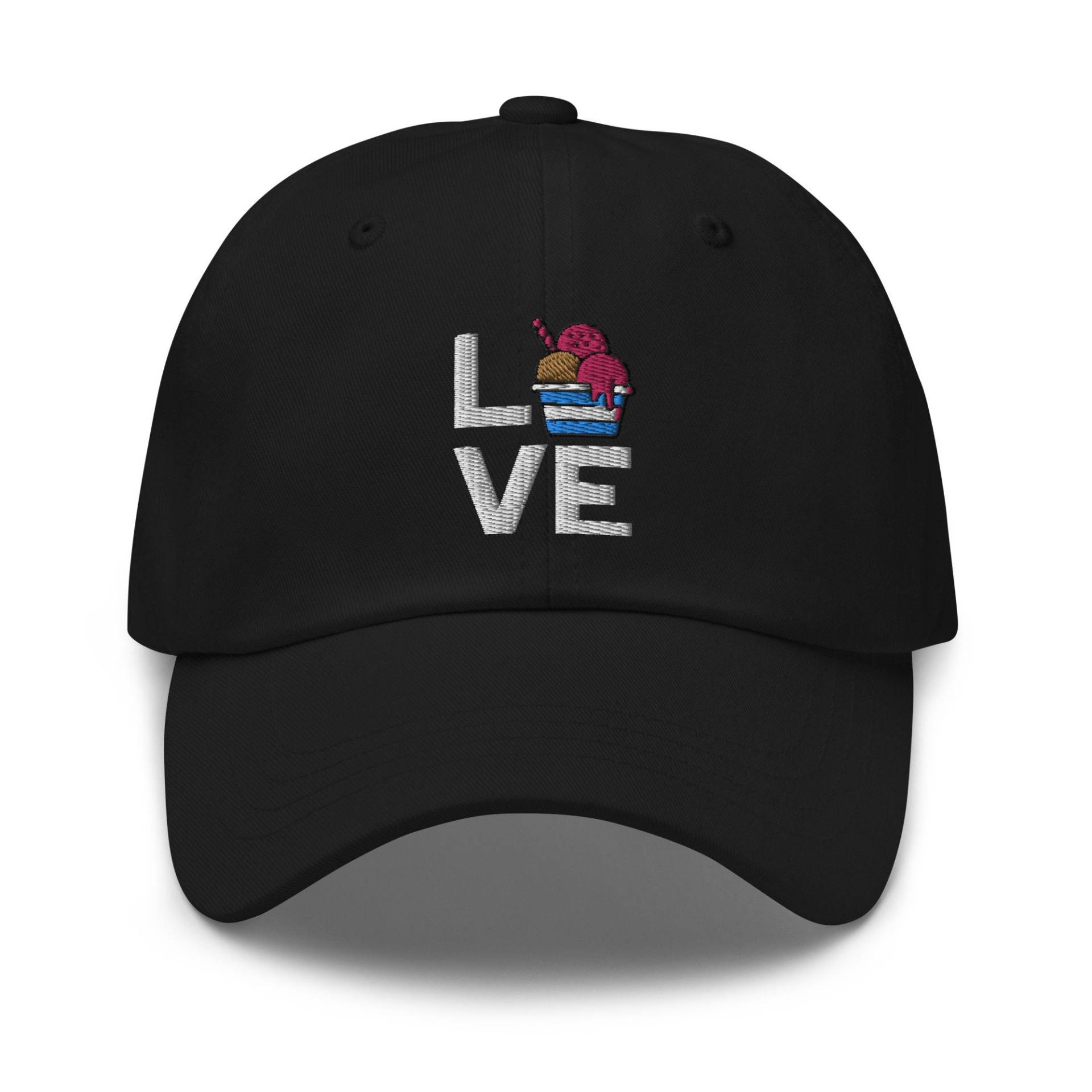 Love Ice Cream, Eiscreme-Hut, Sundae-Hut, Bestickte Mütze, Baseballmütze, Dad-Hut, Dad-Cap, Trucker-Cap von CreativeHats4You