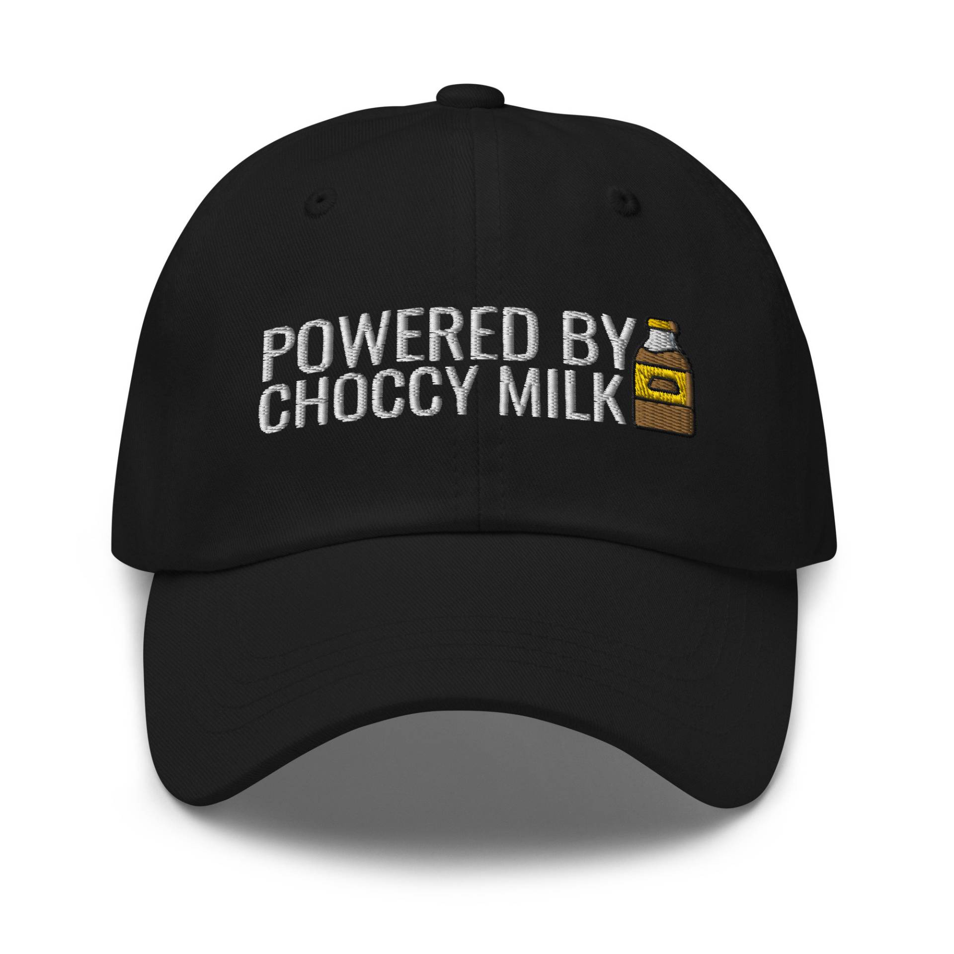Powered By Choccy Milk, Schokomilch, Bestickter Hut, Baseballmütze, Bestickte Mütze, Dad Meme von CreativeHats4You