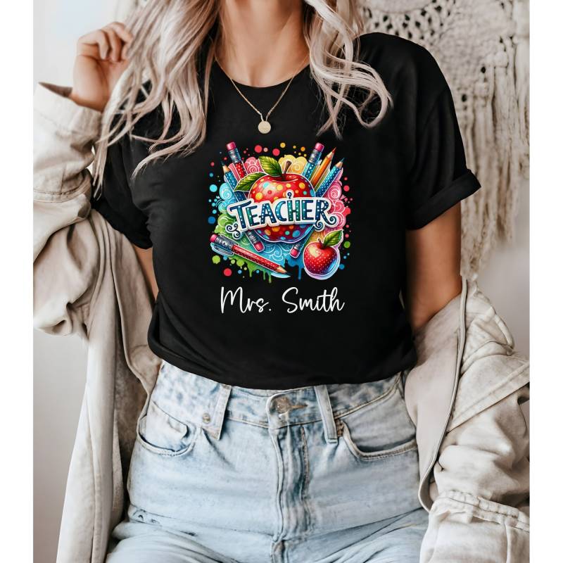 Custom Name Teacher Shirt Personalized Back To School Beginn Gift For First Day Of Birthday Christmas von CreativeHeavenPlace