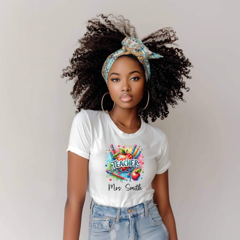 Custom Name Teacher Shirt Personalized Back To School Beginn Gift For First Day Of Birthday Christmas von CreativeHeavenPlace