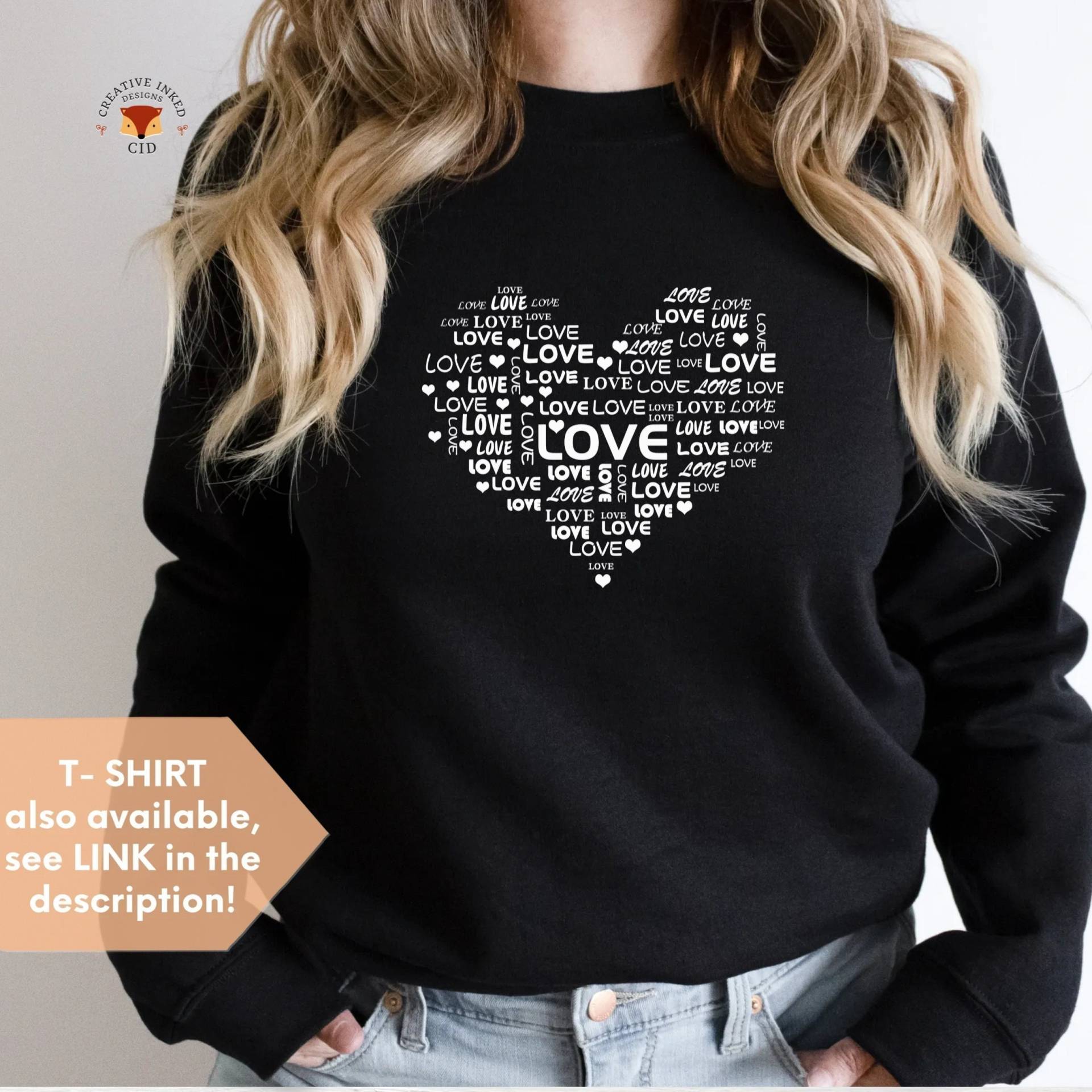 Valentines Sweatshirt, Sweater, Shirt, Geschenk Für Freundin, Herzen, Valentinstag Shirts Frauen, Liebhaber von CreativeInkedDesigns