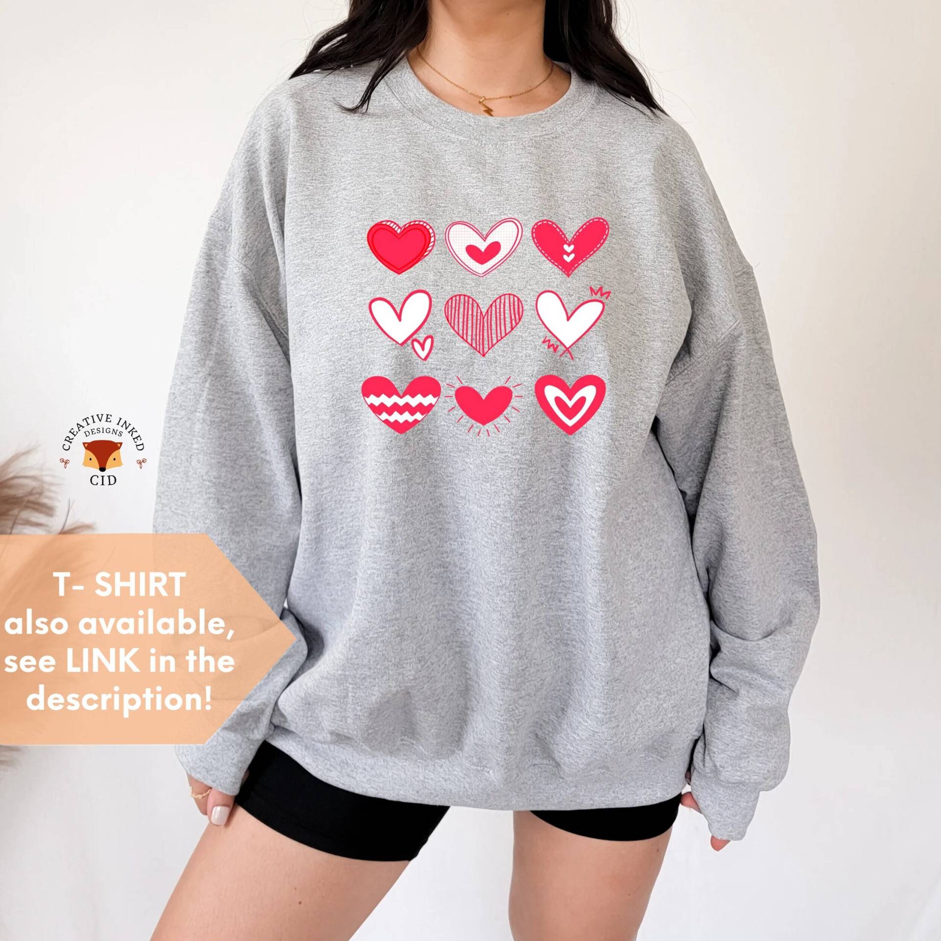 Valentinstag Sweatshirt, Pullover, Shirt, Geschenk Für Freundin, Herzen, Shirts Frauen, Liebhaber von CreativeInkedDesigns