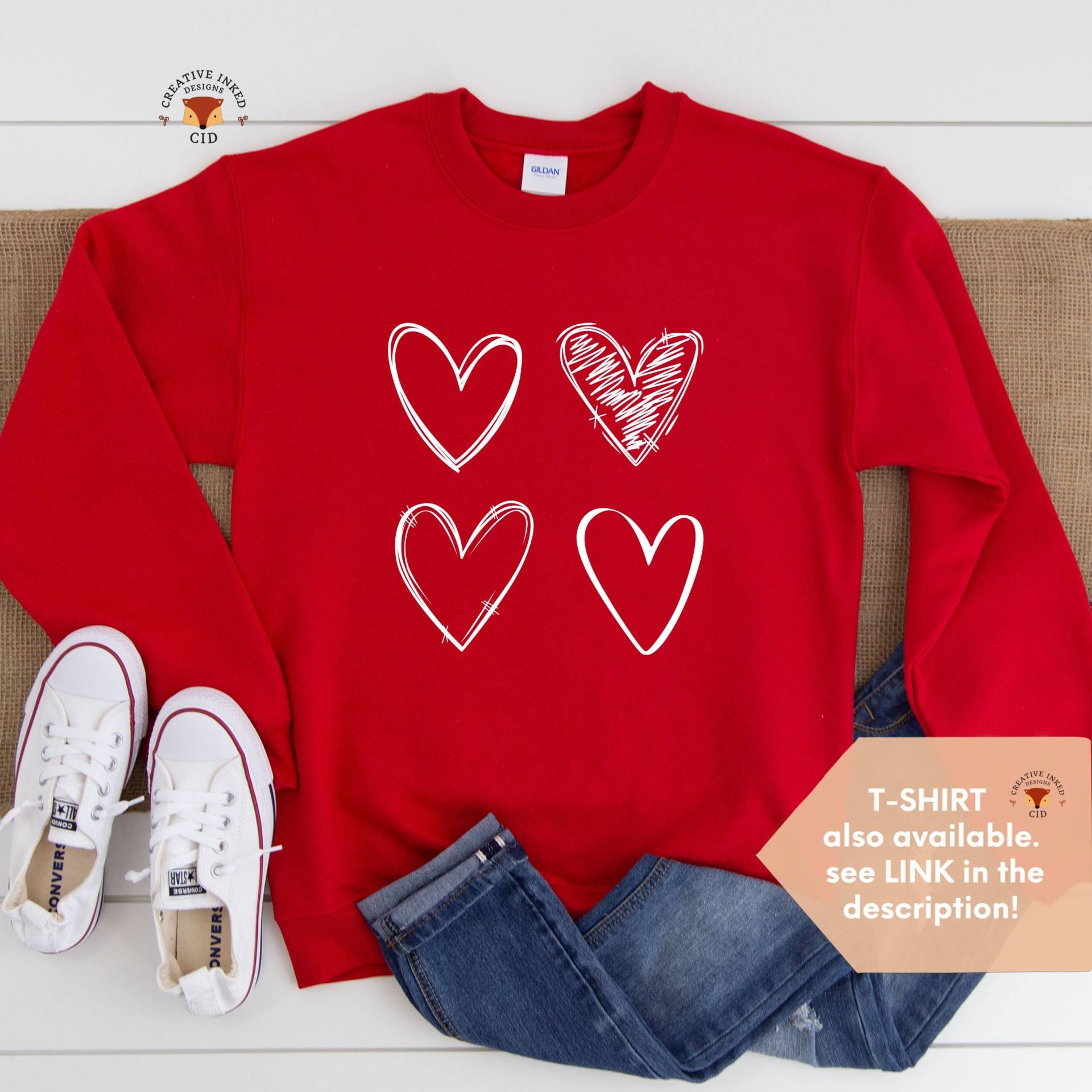 Valentinstag Sweatshirt, Pullover, Shirt, Geschenk Für Freundin, Herzen, Shirts Frauen, Liebhaber von CreativeInkedDesigns