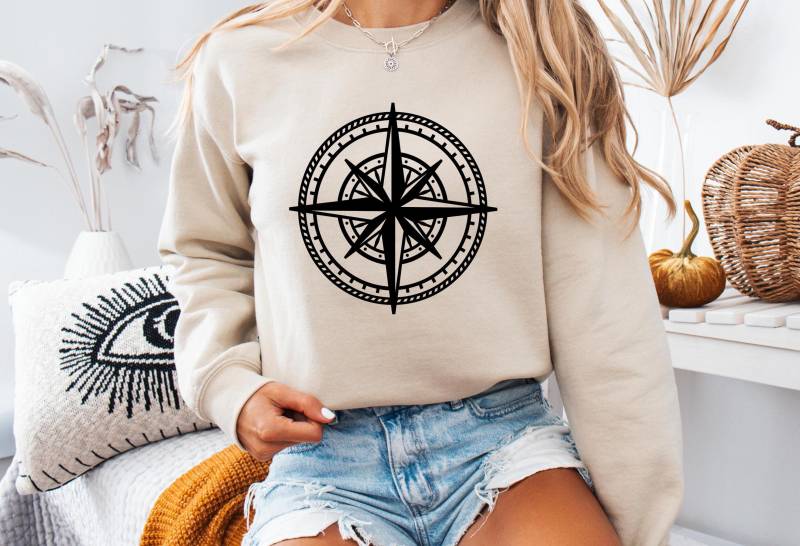 Sweatshirt Compass Unisex, Round Neck Sweatshirt, Travel Style, Shirts, Family Vacation Top, Holiday Gift, Cruise Ship von CreativeMaterial