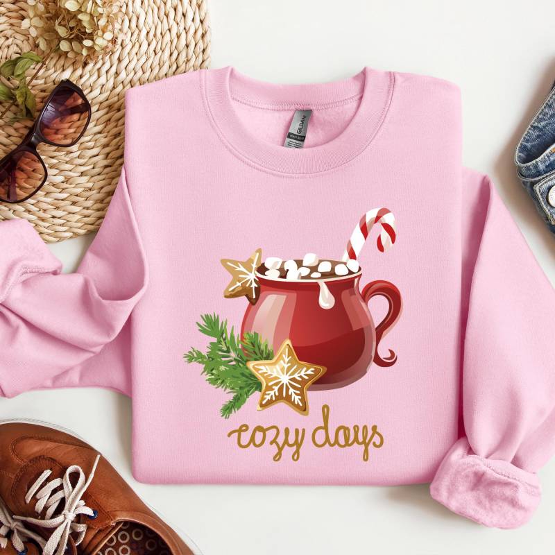 Sweatshirt Hot Cacao Cozy Days Unisex, Round Neck, Winter, Christmas Cookies, Fir Branch, Candy Cane, Marshmallows, Cozy, Tea Time, Advent von CreativeMaterial
