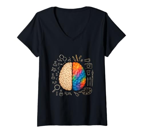 Damen Universität für Neurowissenschaften und Kunst der linken und rechten Gehirnhälfte T-Shirt mit V-Ausschnitt Damen Universität für Neurowissenschaften und Kunst der linken und rechten Gehirnhälfte T-Shirt mit V-Ausschnitt von CreativeMind Lab