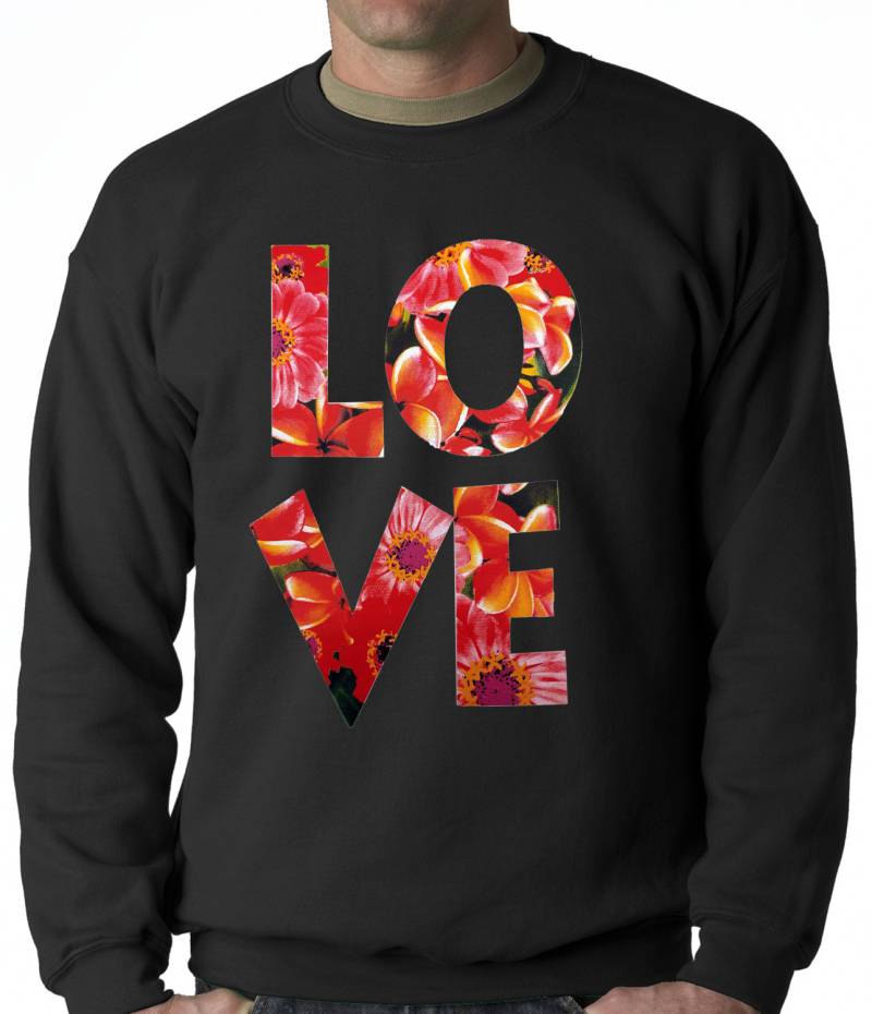 Liebe Blümchenmuster Erwachsenen Mens Crewneck Sweatshirt #293 von CreativeShirtsNY