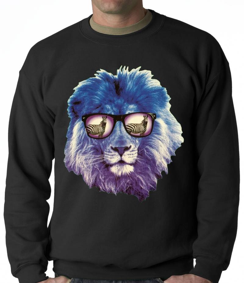 Löwe Mit Blick Auf Ein Zebra Erwachsenenbildung Mens Crewneck Sweatshirt #b660 Sonnenbrille von CreativeShirtsNY