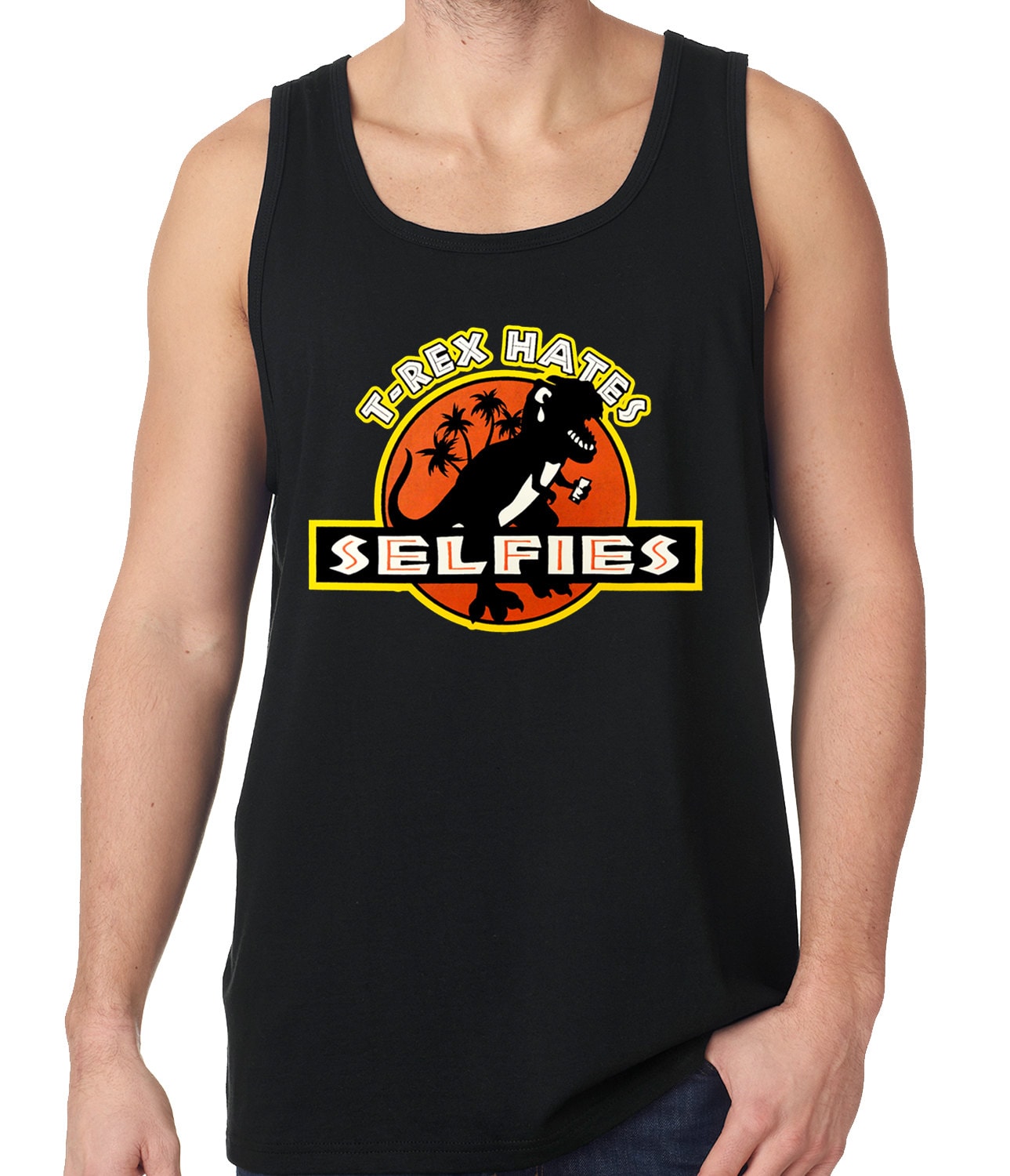 T-Rex Hasst Selfies Lustige Herren Tank Top #3002 von CreativeShirtsNY