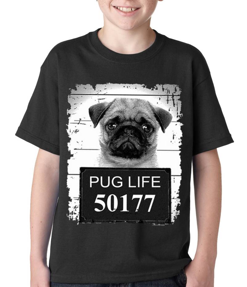 Verbrecherfoto Mops Leben Lustig Kinder T-Shirt-#b281 von CreativeShirtsNY