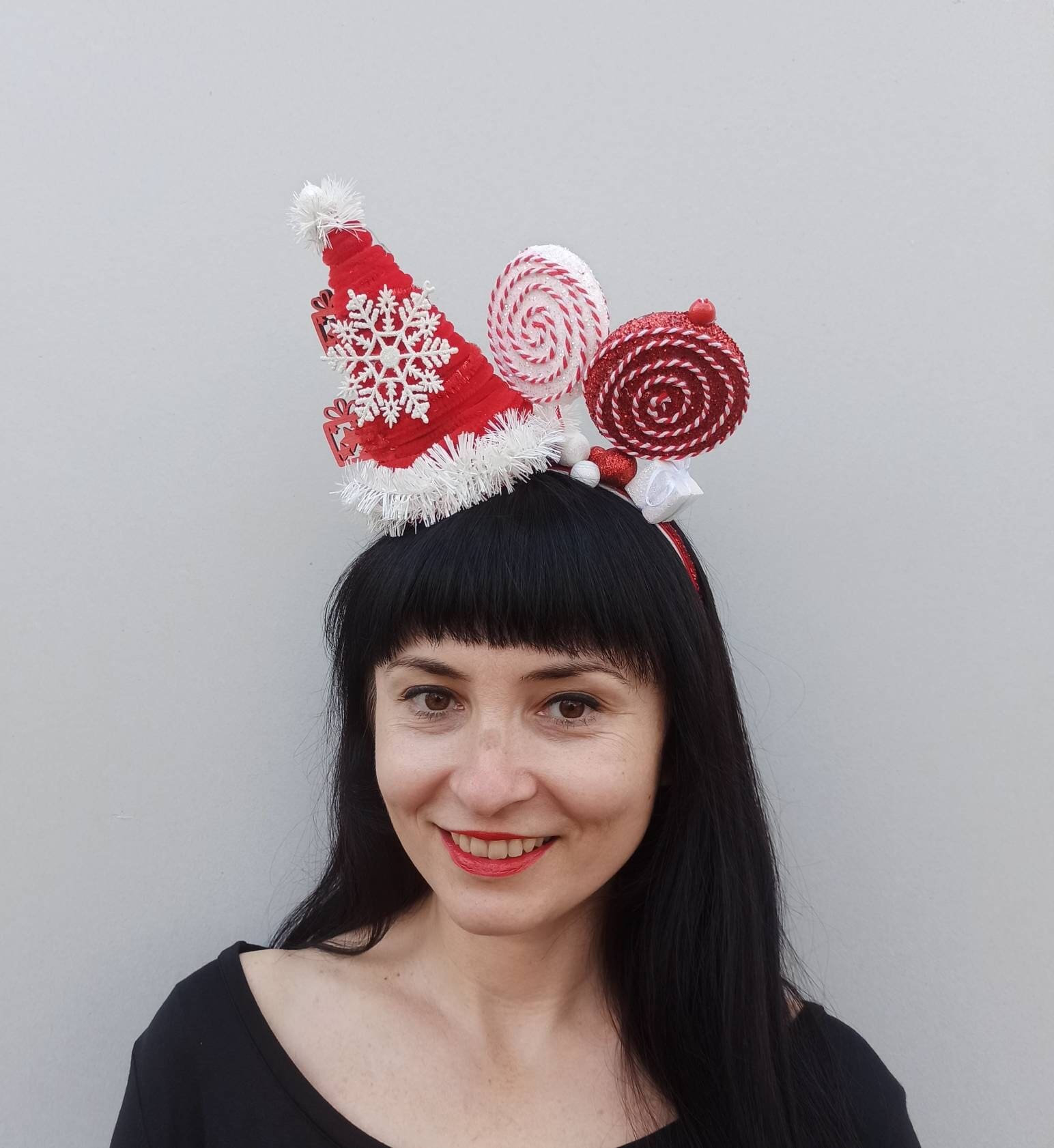 Santa Hut Stirnband, Erwachsene Weihnachtsstirnband, Hässliche Weihnachten Pullover Zubehör, Zuckerstange Stirnband Klebrig von CreativeSoulSvitlana