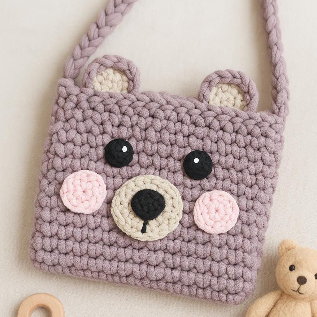 Gehäkelte Teddy Tasche Für Kinder Aus T-Shirt Garn | Kinderhandtasche Als Geschenk 100% Handarbeit Gehäkelte Teddy Tasche Für Kinder Aus T-Shirt Garn | Kinderhandtasche Als Geschenk 100% Handarbeit von CreativeStueble
