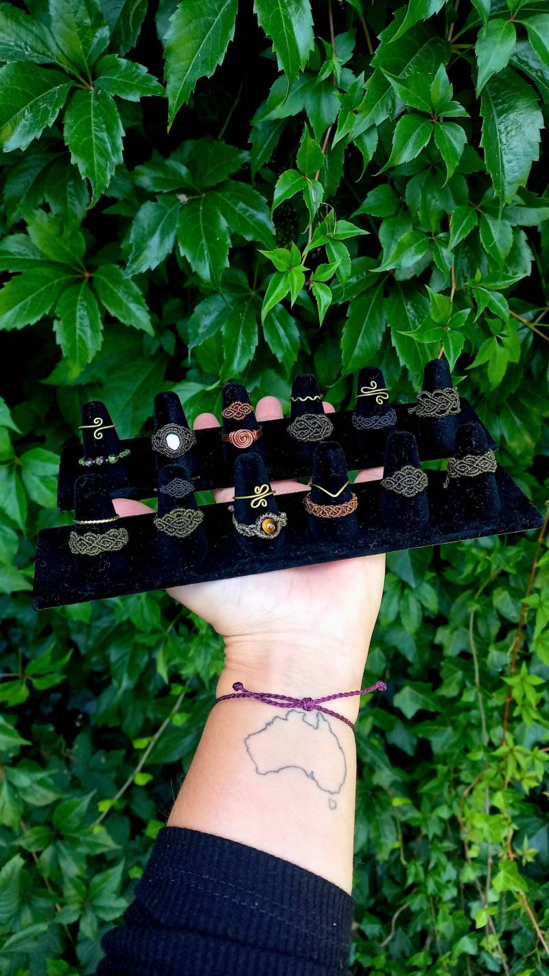 Makramee Ring Fingerring Linhasita Kupfer Makramee Ring Fingerring Linhasita Kupfer von CreativeWandaland
