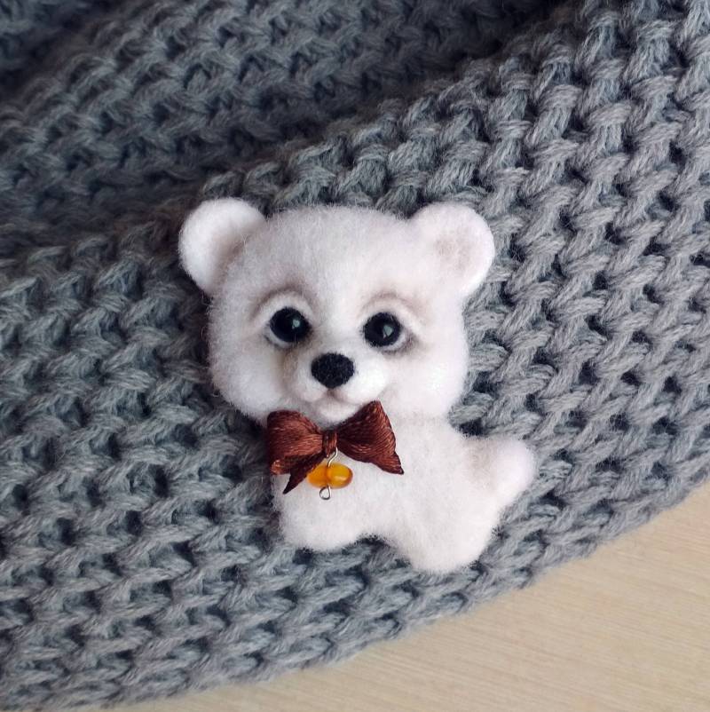 Nadel Gefilzte Hunde Brosche Wolle Welpe, Tier Schmuck von CreativeWoolStore