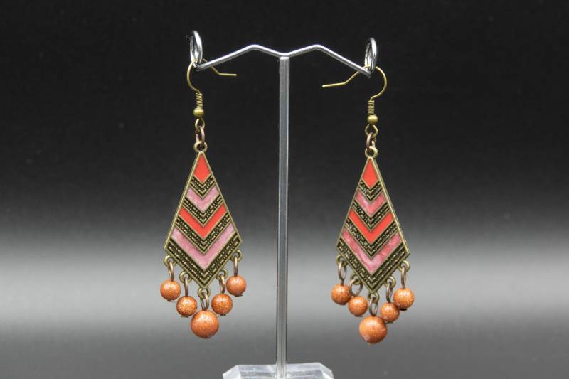 Emaillierte Rauten-Ohrringe Mit Goldfluss-Edelstein-Perlen von CreativebeadcraftDE