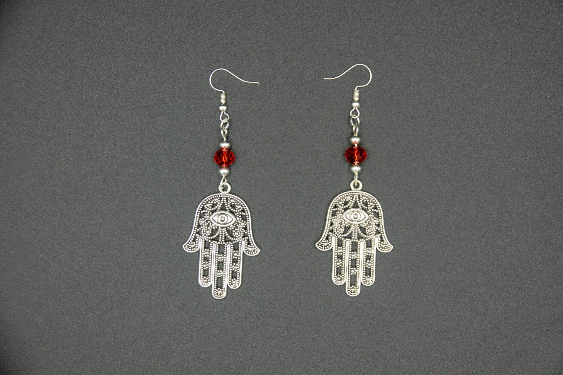 Hamsa-Ohrringe Mit Facettierter Glasperle Hamsa-Ohrringe Mit Facettierter Glasperle von CreativebeadcraftDE
