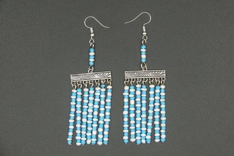 Perlen-Ohrringe Mit 7 Strängen Glasperlen von CreativebeadcraftDE