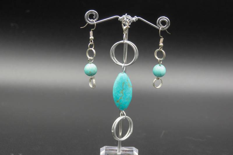Türkis-Anhänger Und -Ohrringe Mit Aluminiumdraht von CreativebeadcraftDE