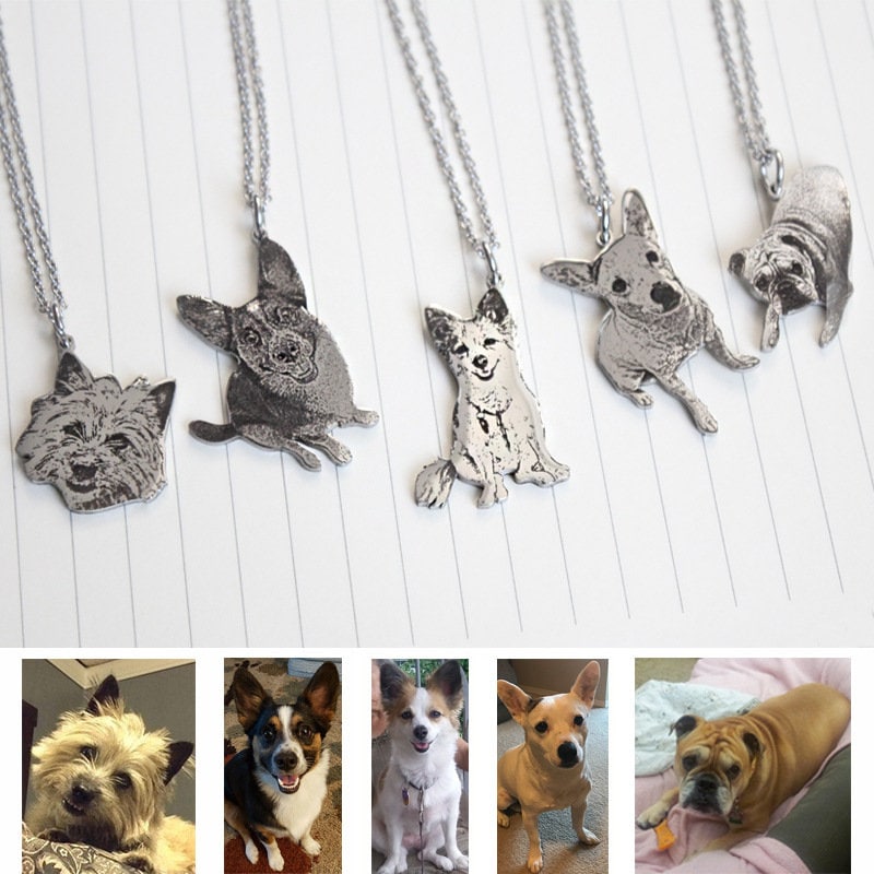 Benutzerdefinierte Haustier Foto Halskette, Personalisierte Gravur Hund Katze Erinnerung Bild Porträt Geschenk Für Tierliebhaber von CreativesGarden