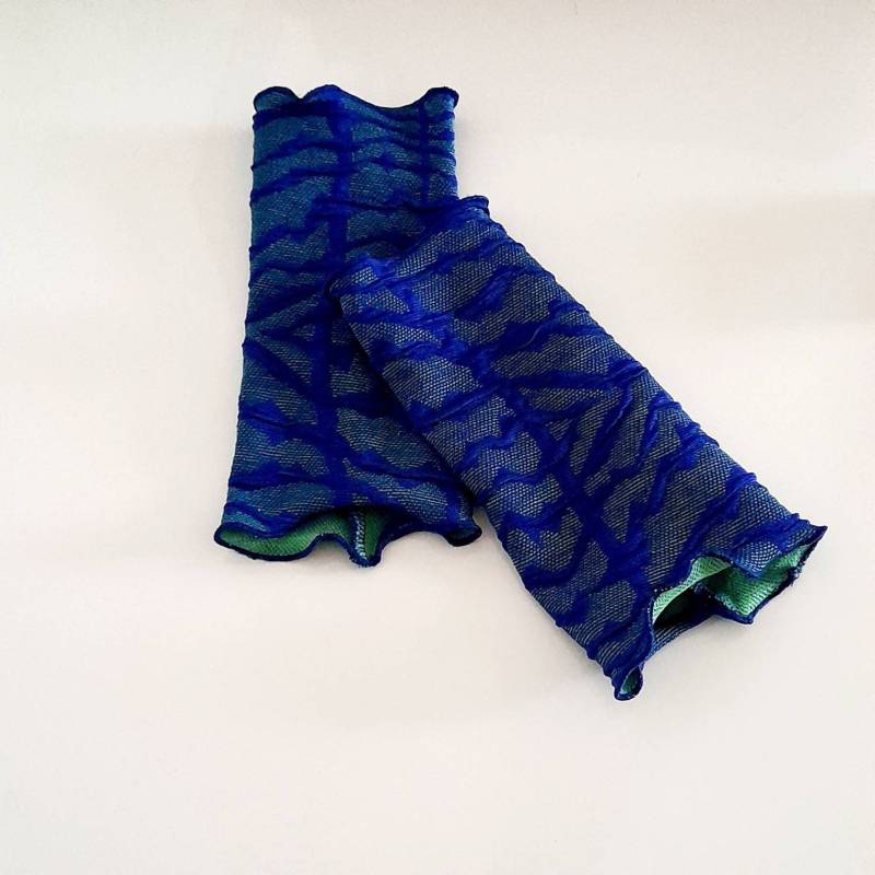 Armstulpen Stulpen, Pulswärmer Aus Cloque Jersey in Blau Armstulpen Stulpen, Pulswärmer Aus Cloque Jersey in Blau von Creativstoffe