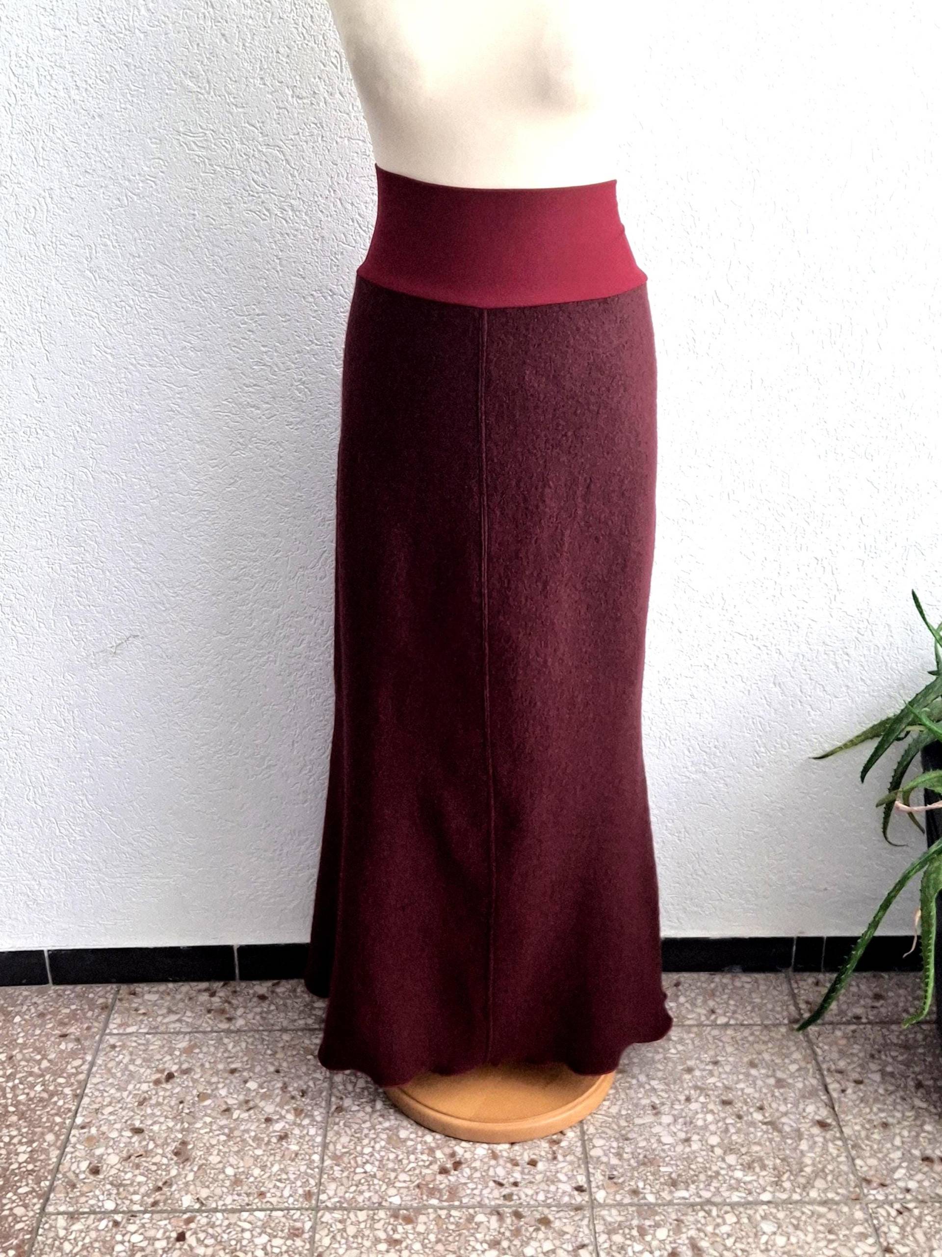 Maxirock in Bordeaux Walk Reine Wolle Knöchellang von Creativstoffe